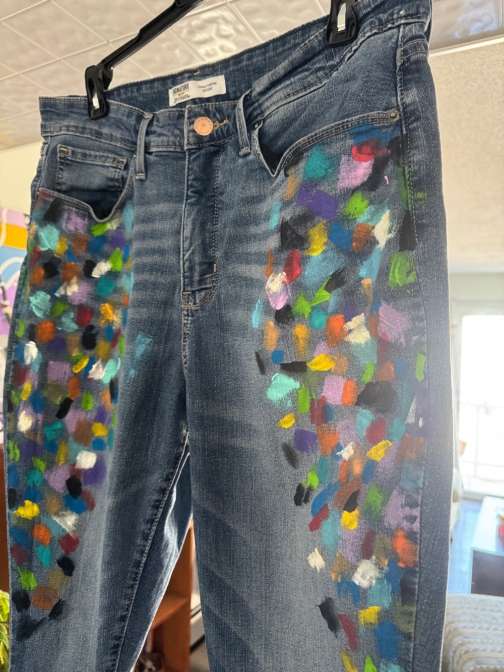 Hand Painted Levi Strauss Totally Shaping Skinny Jeans Size 16